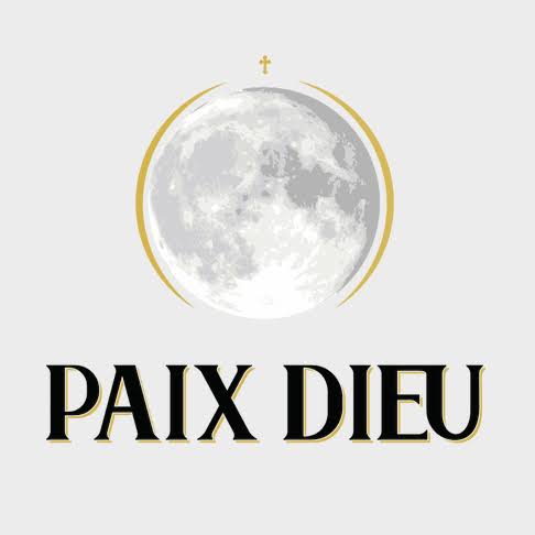 Logo avec la phrase 'PAIX DIEU' en dessous d'une pleine lune stylisée.